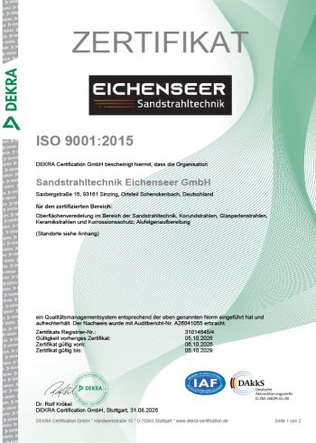 Dekra Zertifikat ISO 9001:2015