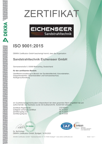 Dekra Zertifikat ISO 9001:2015